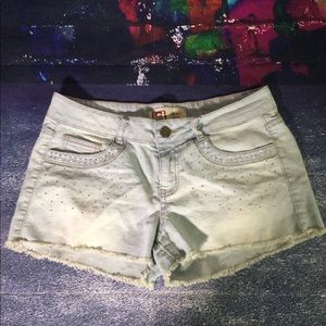LEI Ashley Lowrise Rhinestone Studded Cutoff Shorts Jr Sz 9